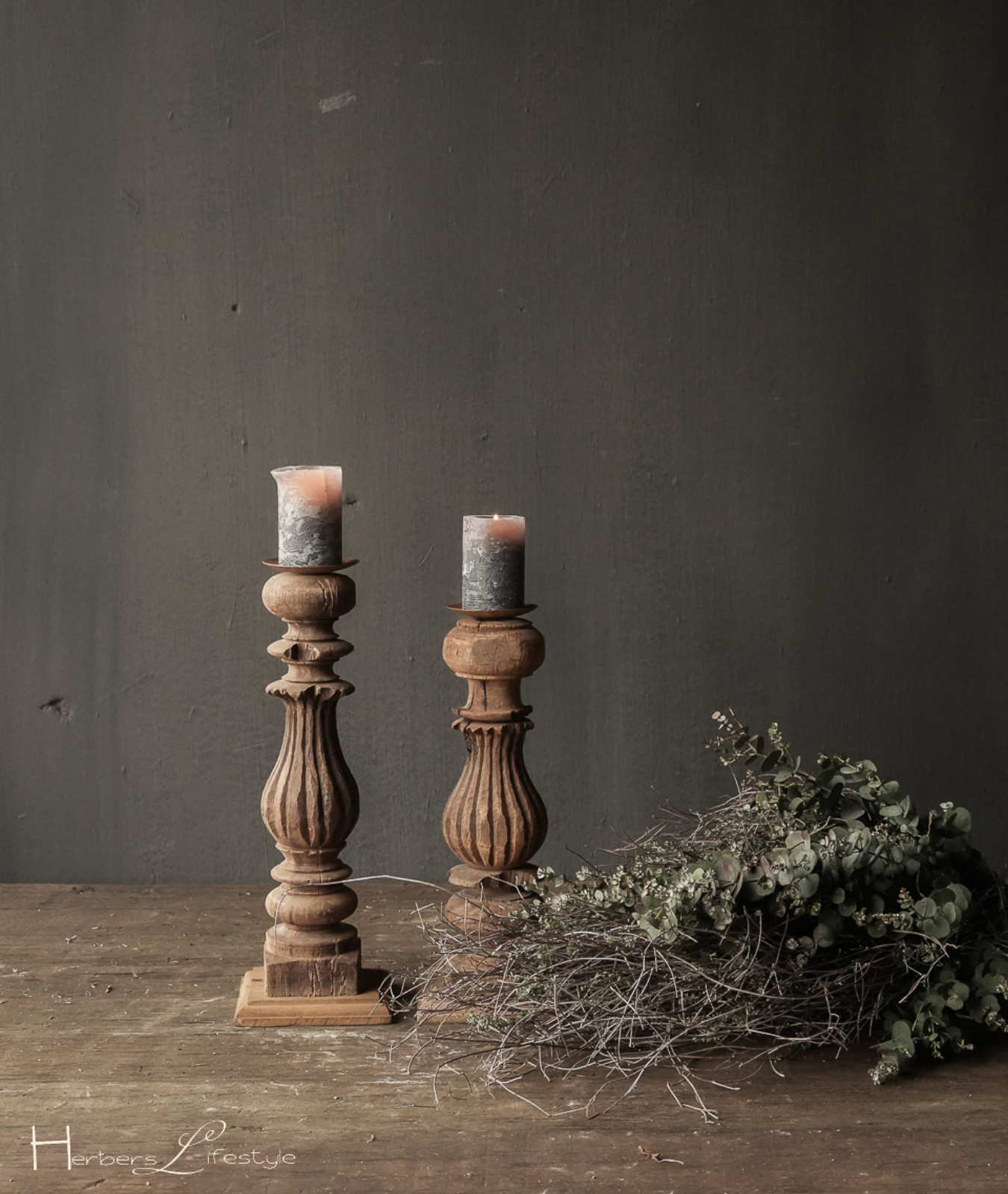 19th Century Treen Turned Candlestick Holder
