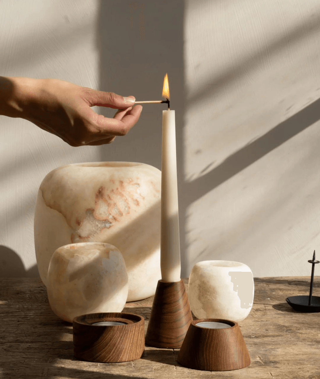 Block Wooden Candleholders (set of 3)