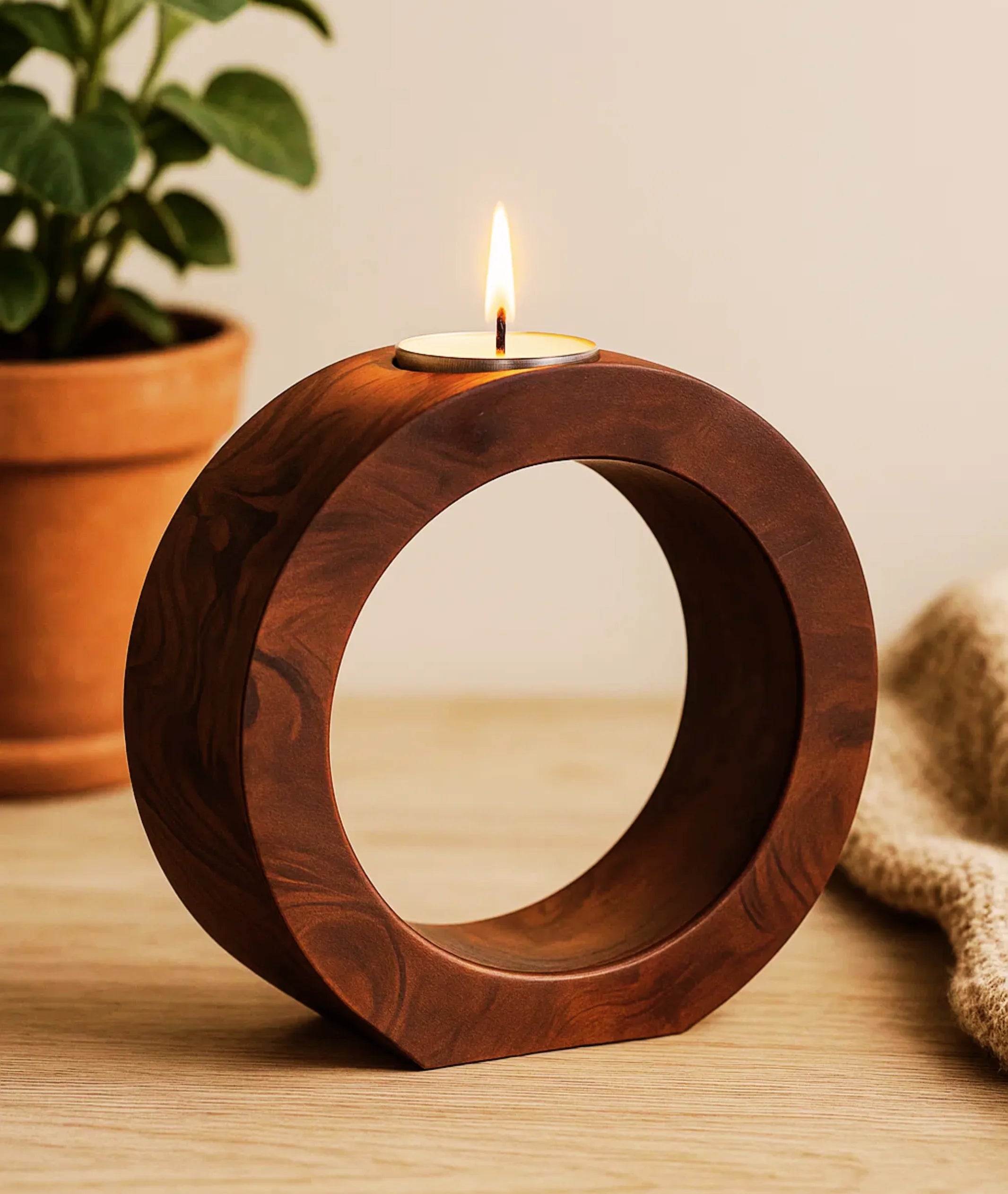 Concentric Wooden Candle Holder