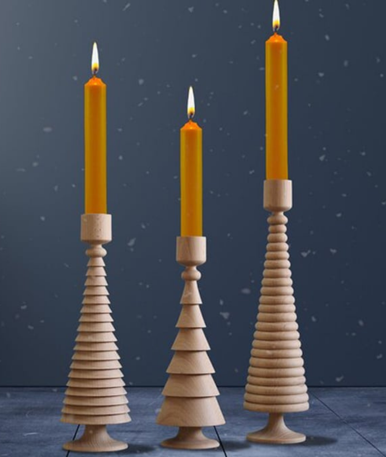Handmade set of 3 Christmas Tree Wooden Candlestick Holder (Set of 3)