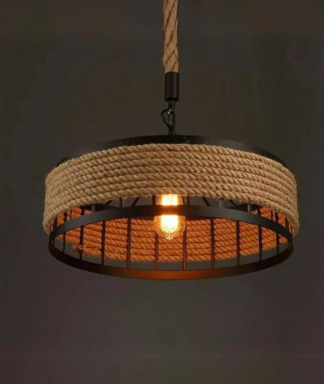 Hemp Rope Metal Hollow Pendant Light
