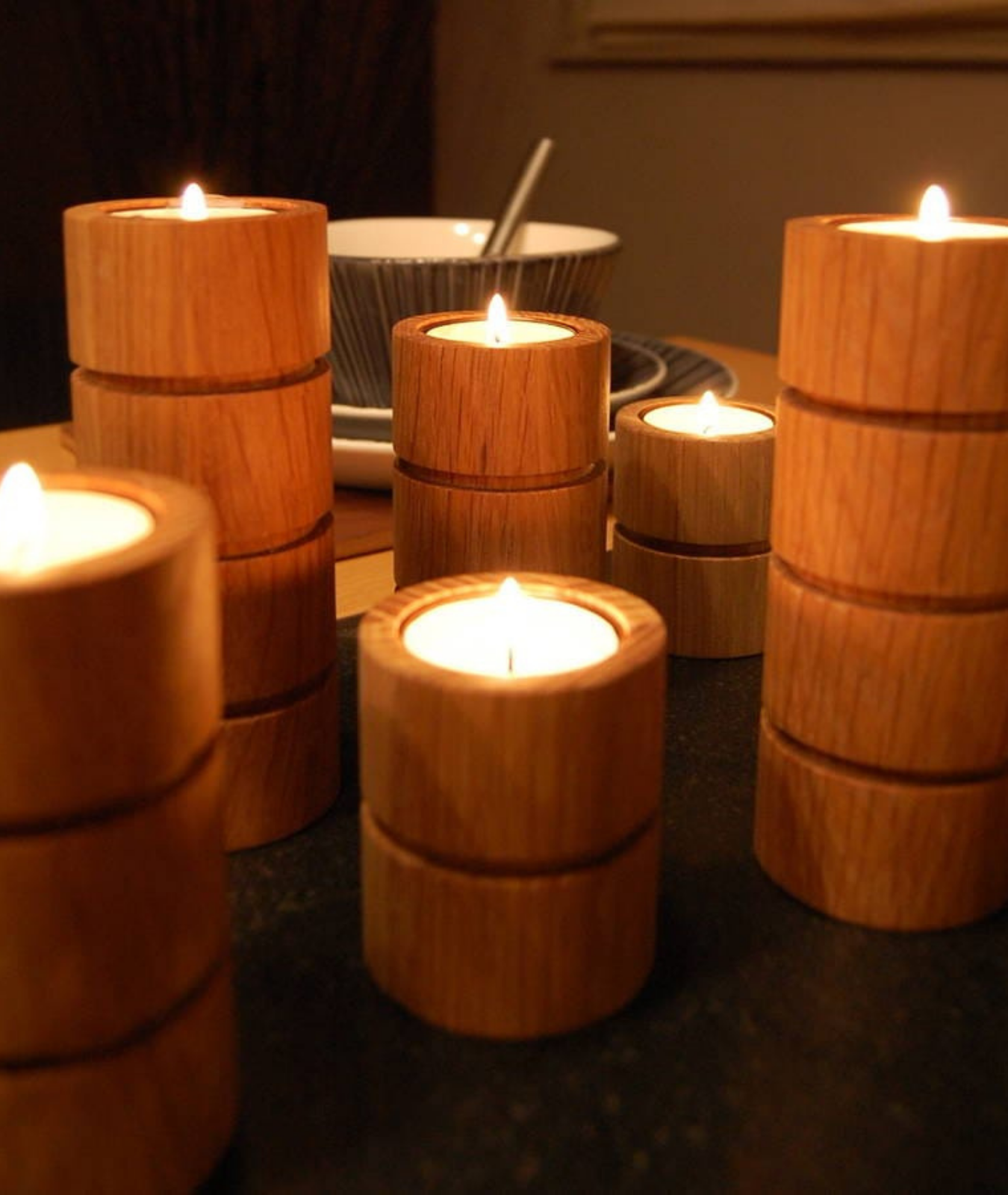 Vintage Stairs Style Wooden Candle Holder