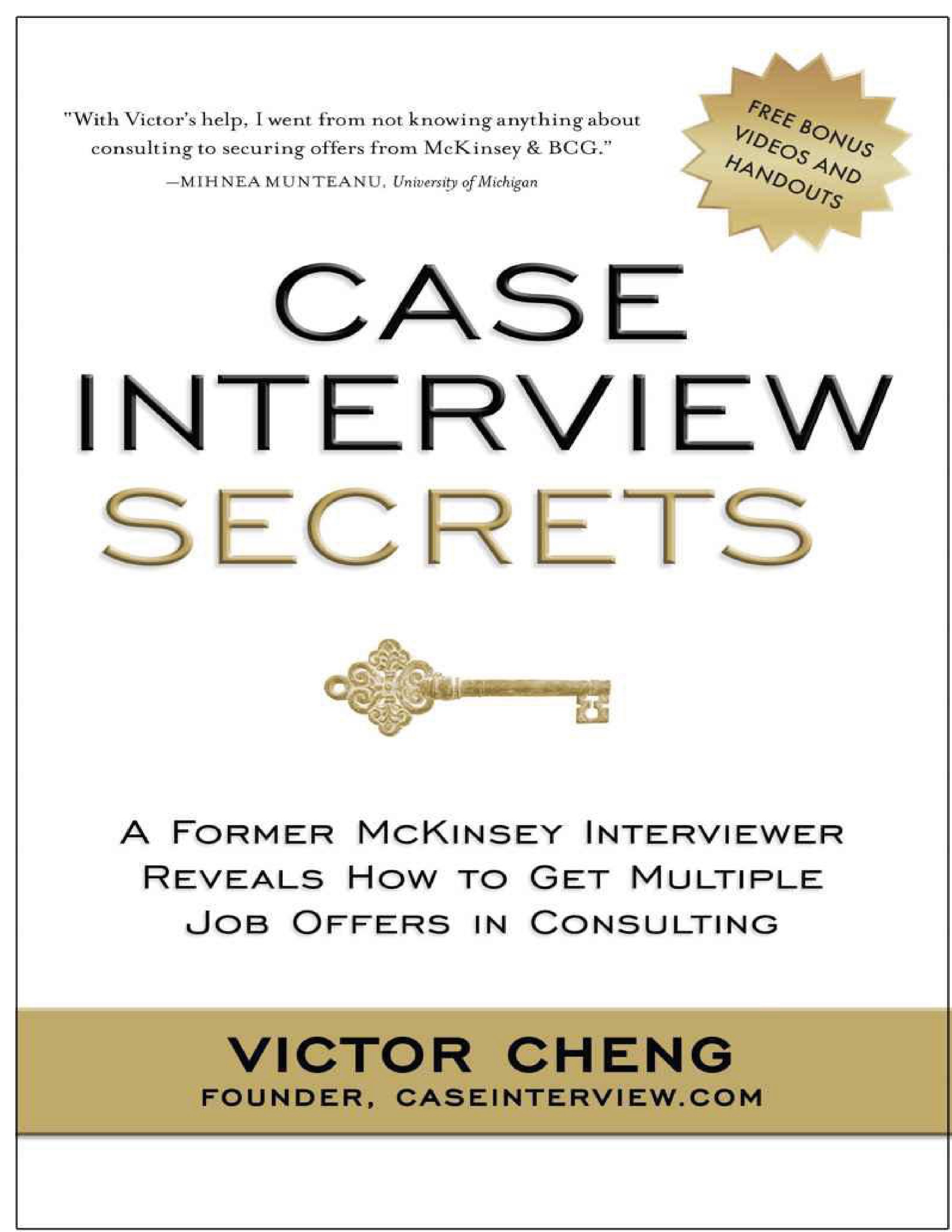 Case interview secrets victor cheng