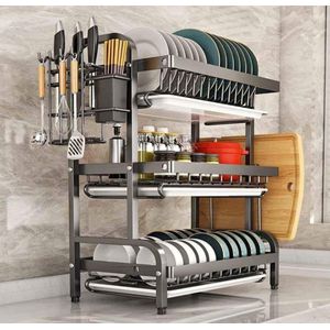 Stainless Steel Dish Drainer Drying Rack -3 Layer Tier