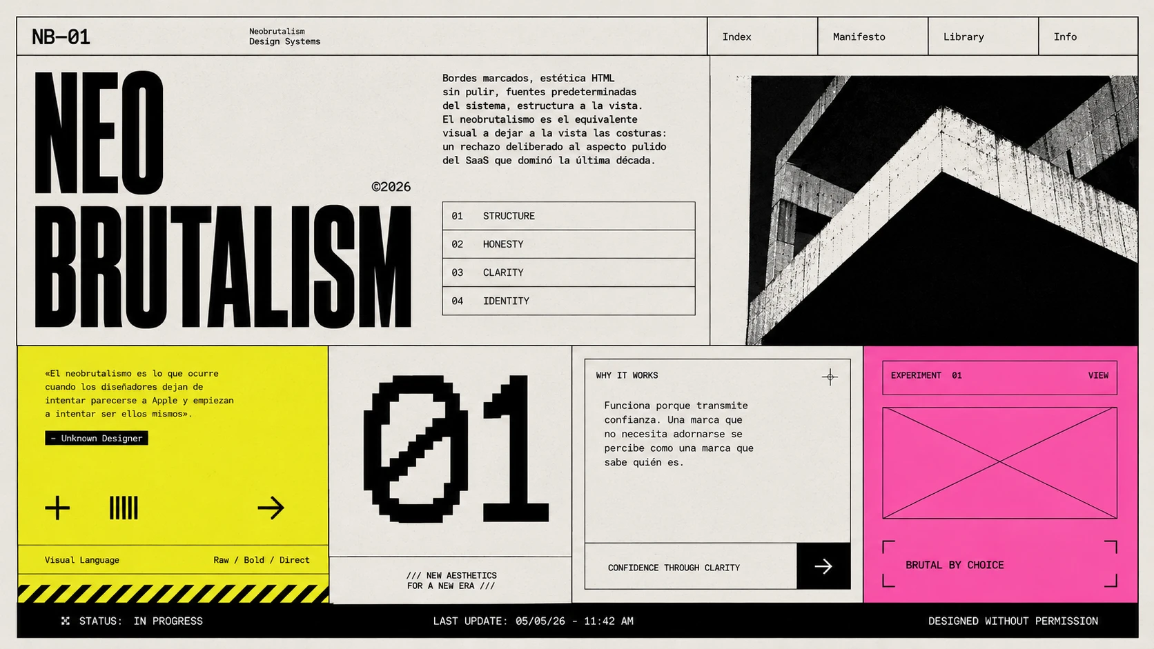 Maquetación editorial neo-brutalista