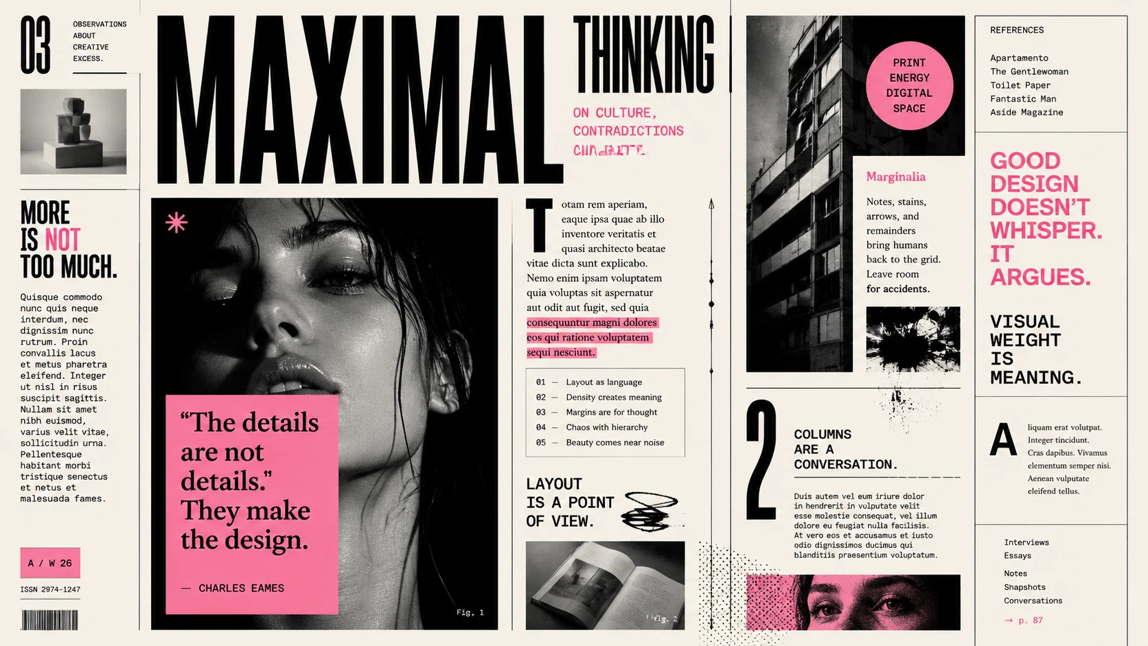 Spread editorial maximalista