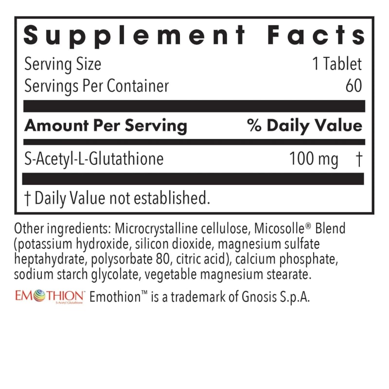 Acetyl-Glutathione 100 mg, 60 tablets