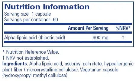 Alpha Lipoic Acid - 60 capsules