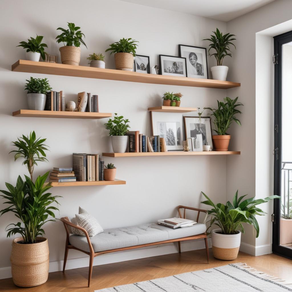 Picture of How to maximize vertical space with floating shelves in a small apartment?