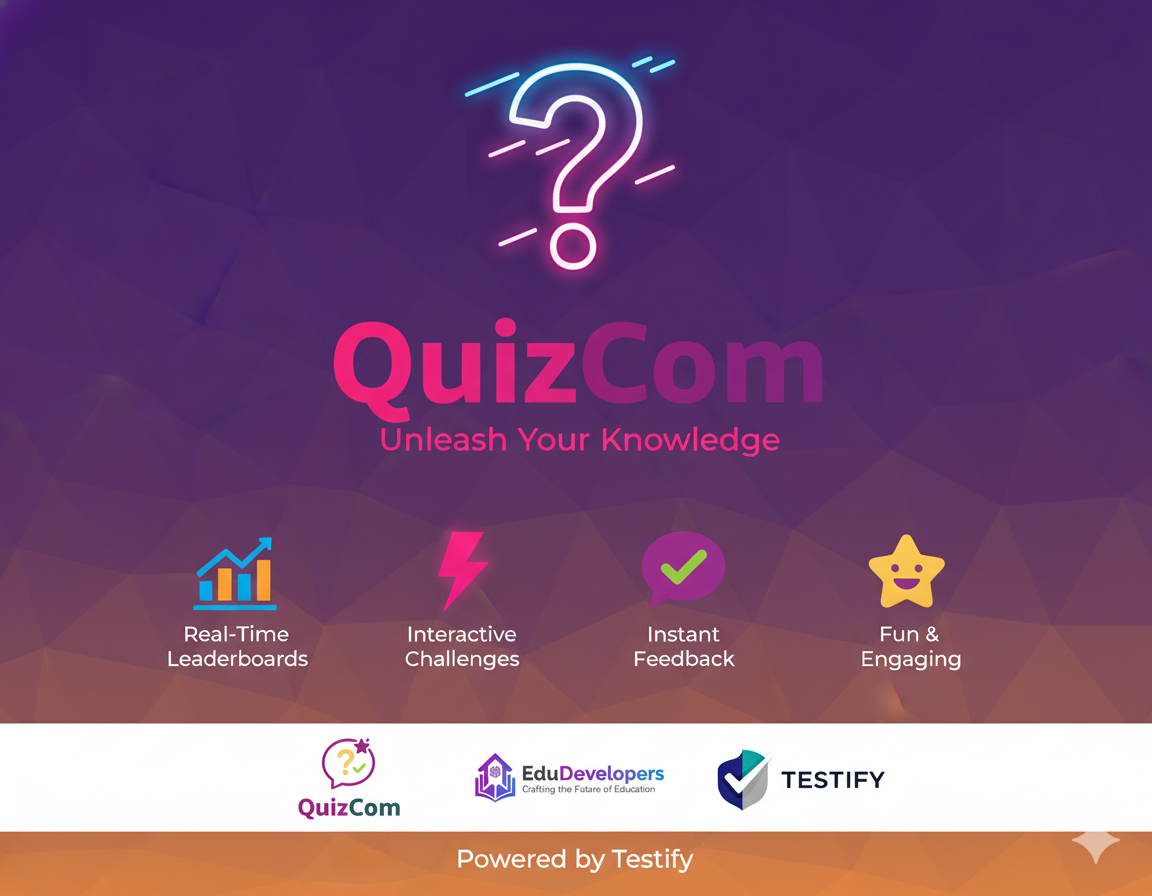 QuizCom interface on a tablet showing a live quiz