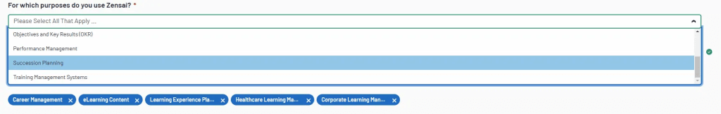 select the g2 categories