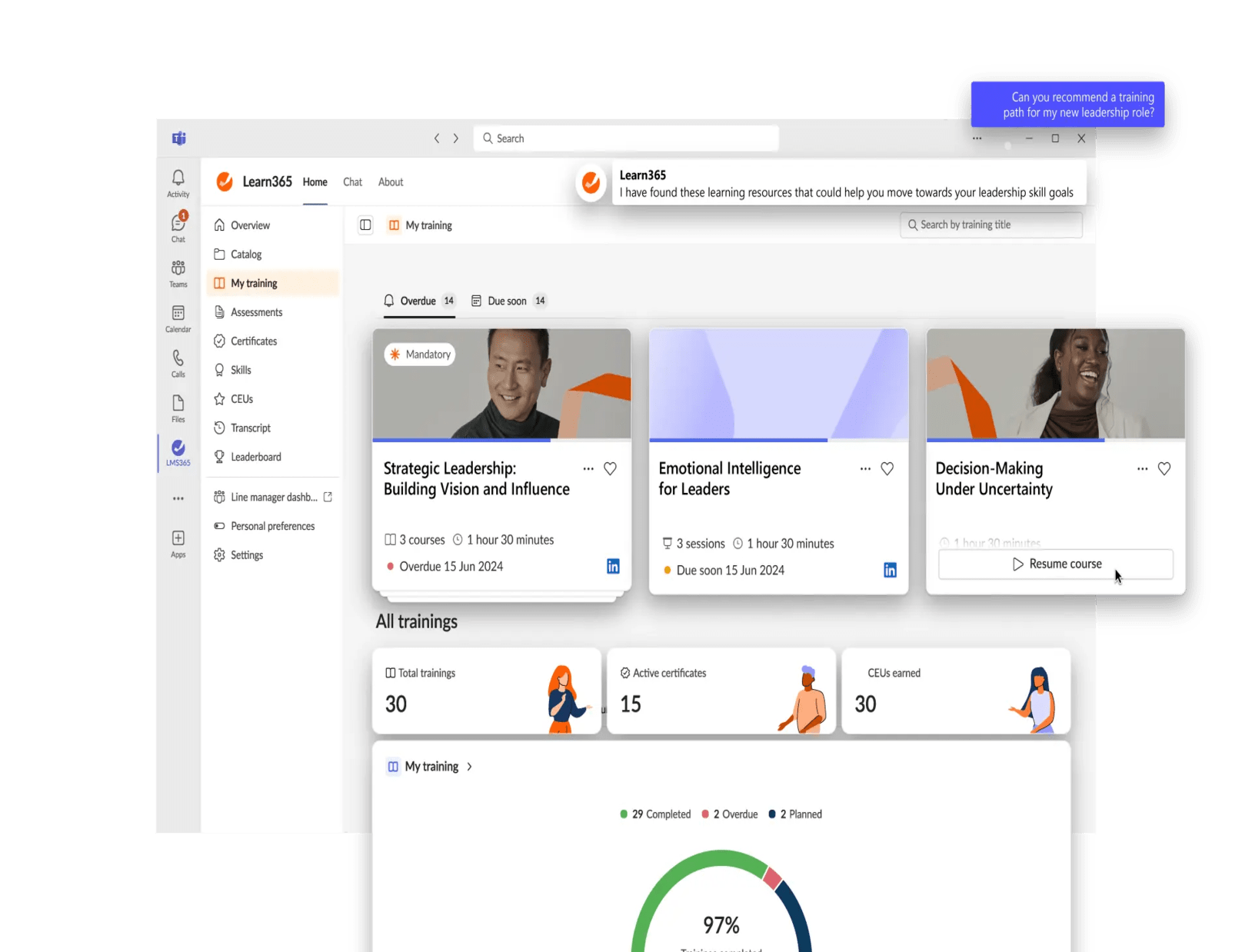 Corporate LMS software in Microsoft 365 Learn365