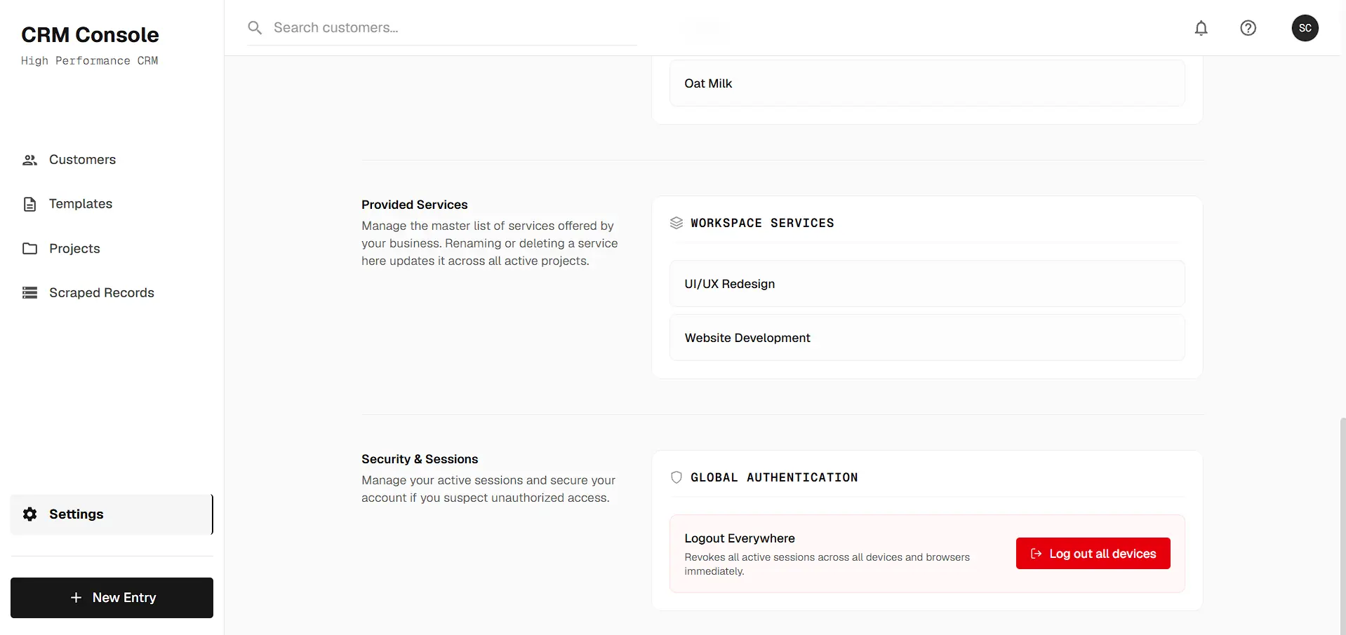 CRM Console AI Tool