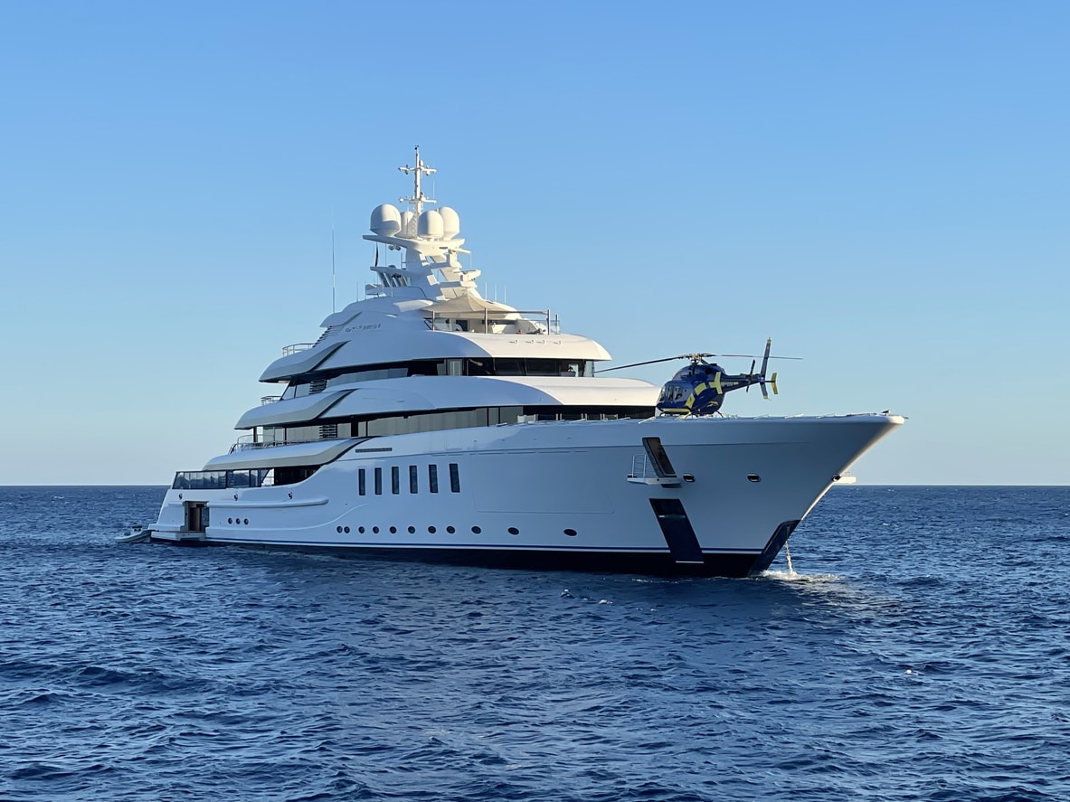 Helicopter on a yacht in the meds