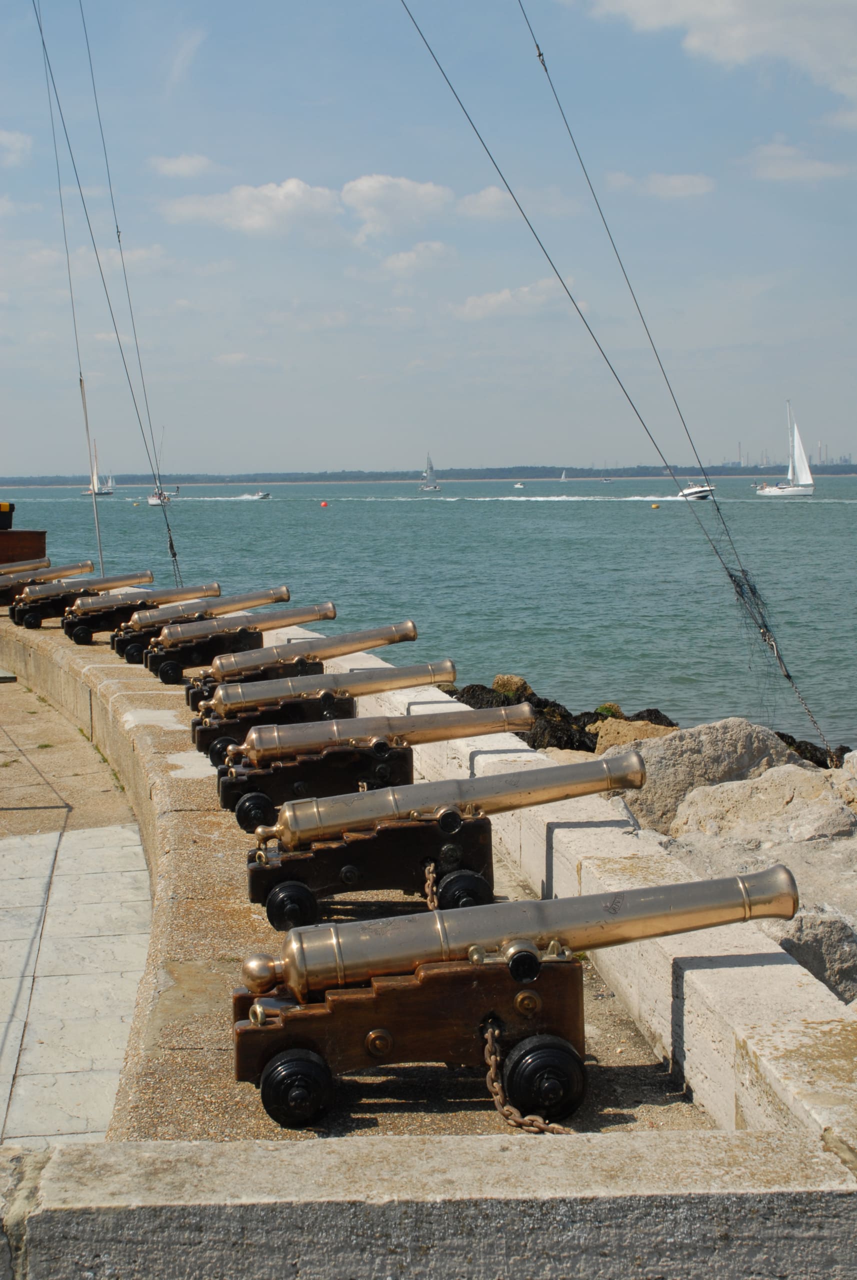 Part of the row of Cannon in front of the Royal Yacht Squadron at Cowes. Picture taken 10 Aug 07 during Cowes Week.