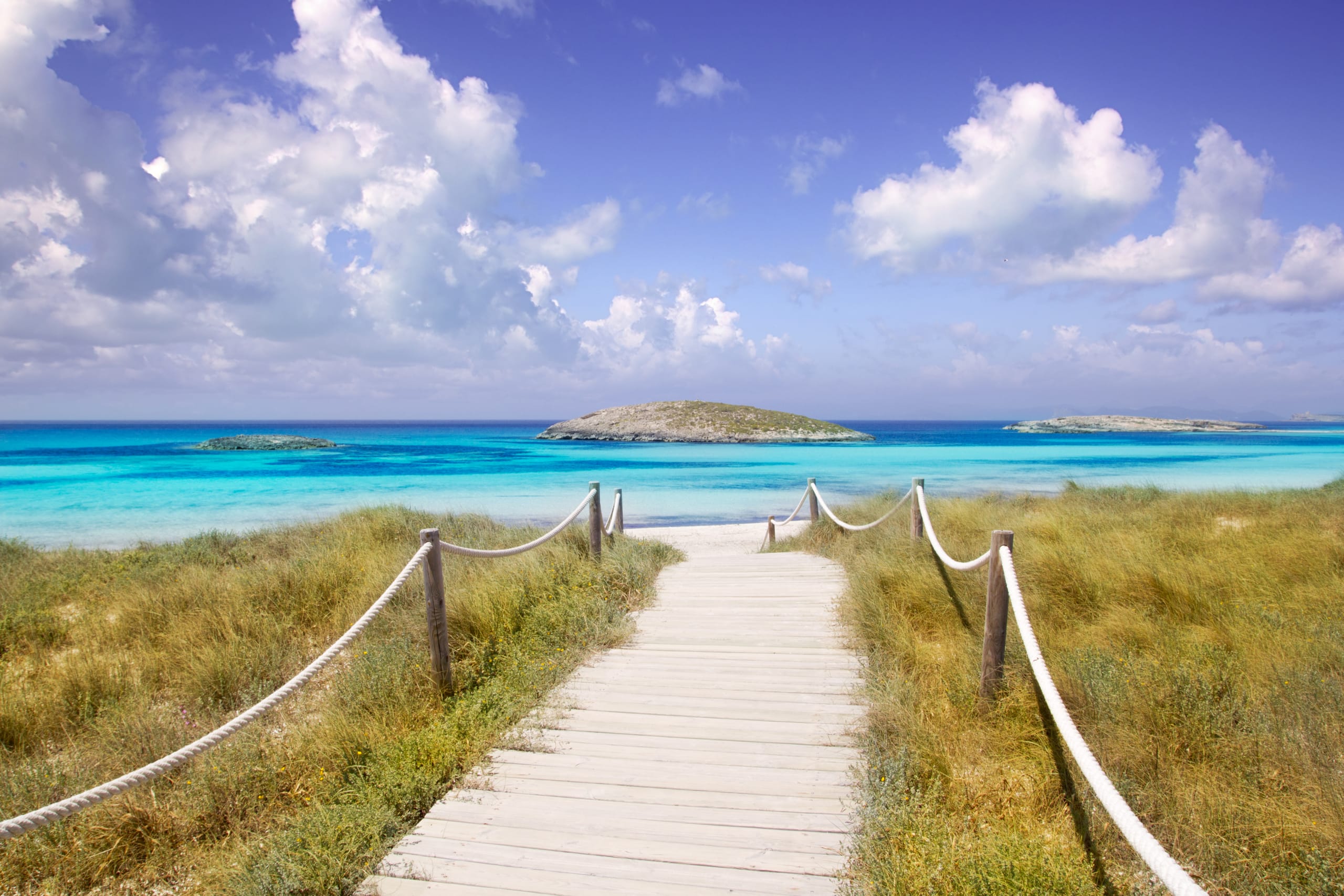beach way to Illetas paradise beach in Formentera Balearic islands