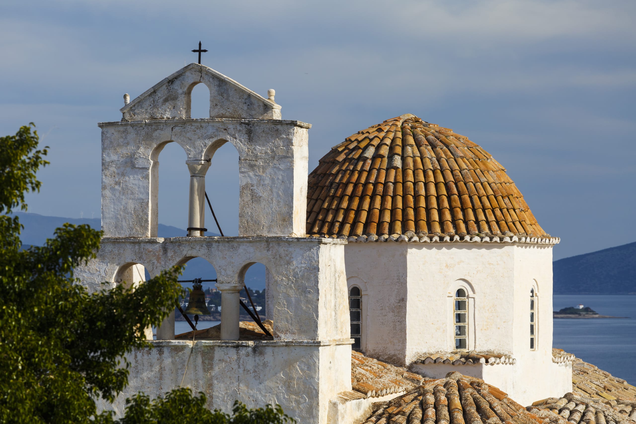 One of the main churches in Spetses village, Greece.