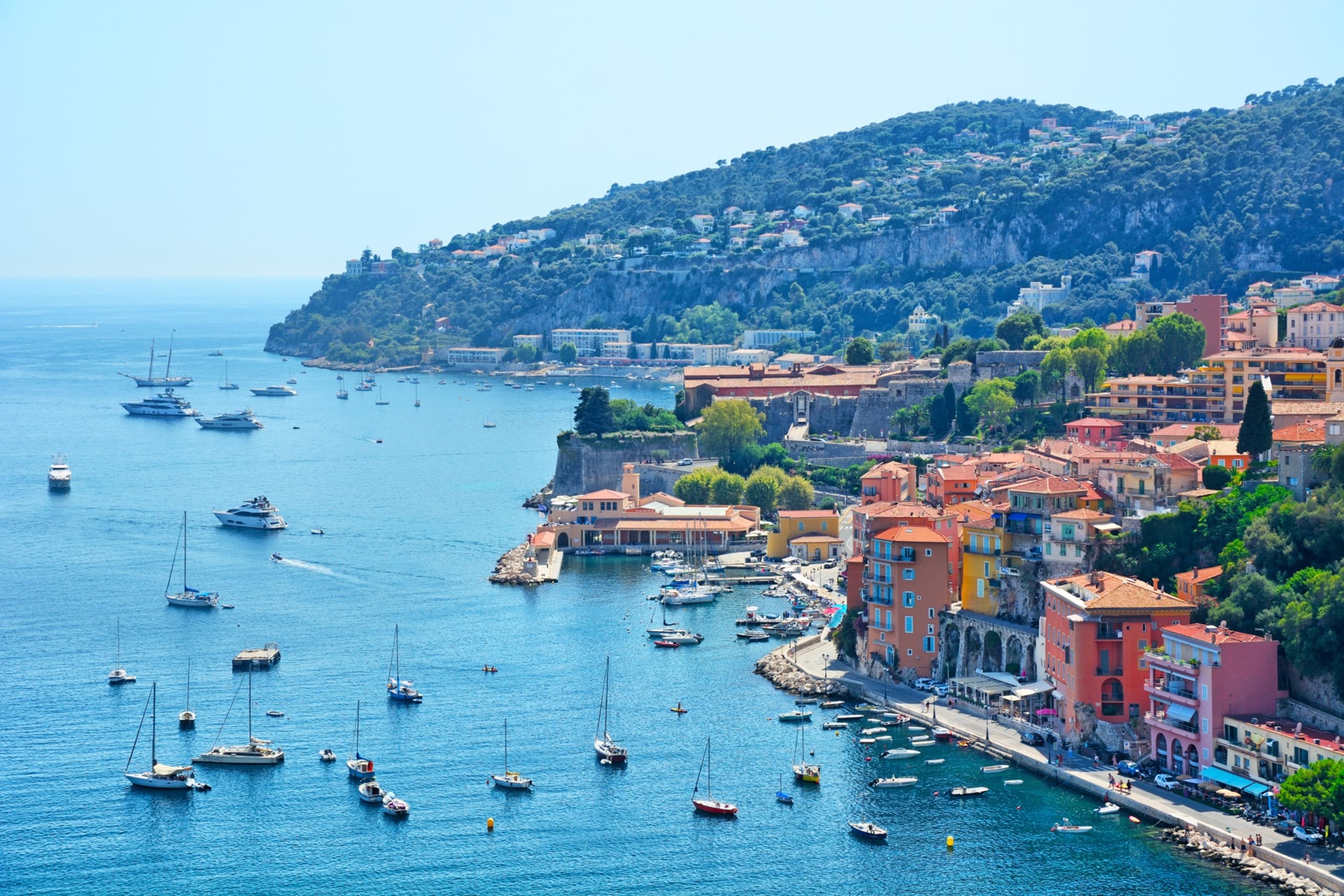 The Villefranche-sur-Mer town on the French Riviera, about 8 km east of Nice, France