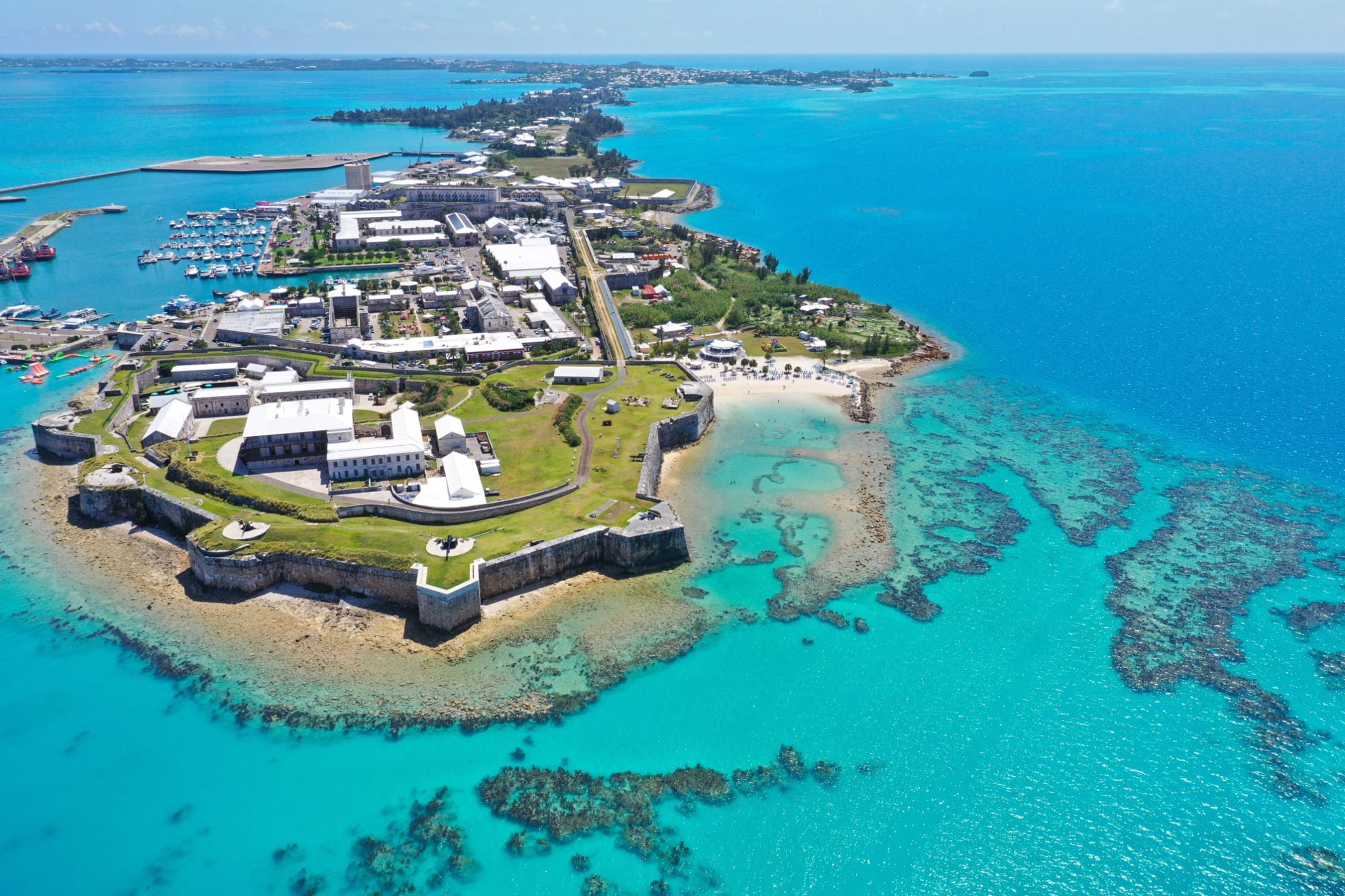 Remote Bermuda island in the middle of the Atlantic Ocean