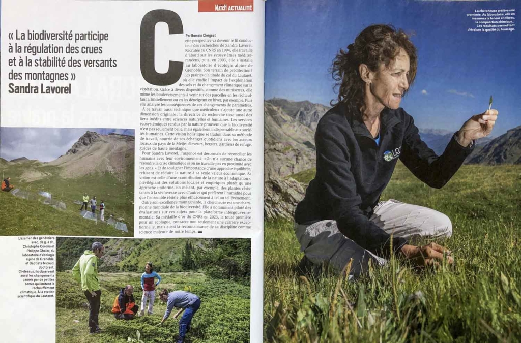 Suite de la Parution du reportage photographique sur l'écologue Sandra Lavorel dans Paris Match.