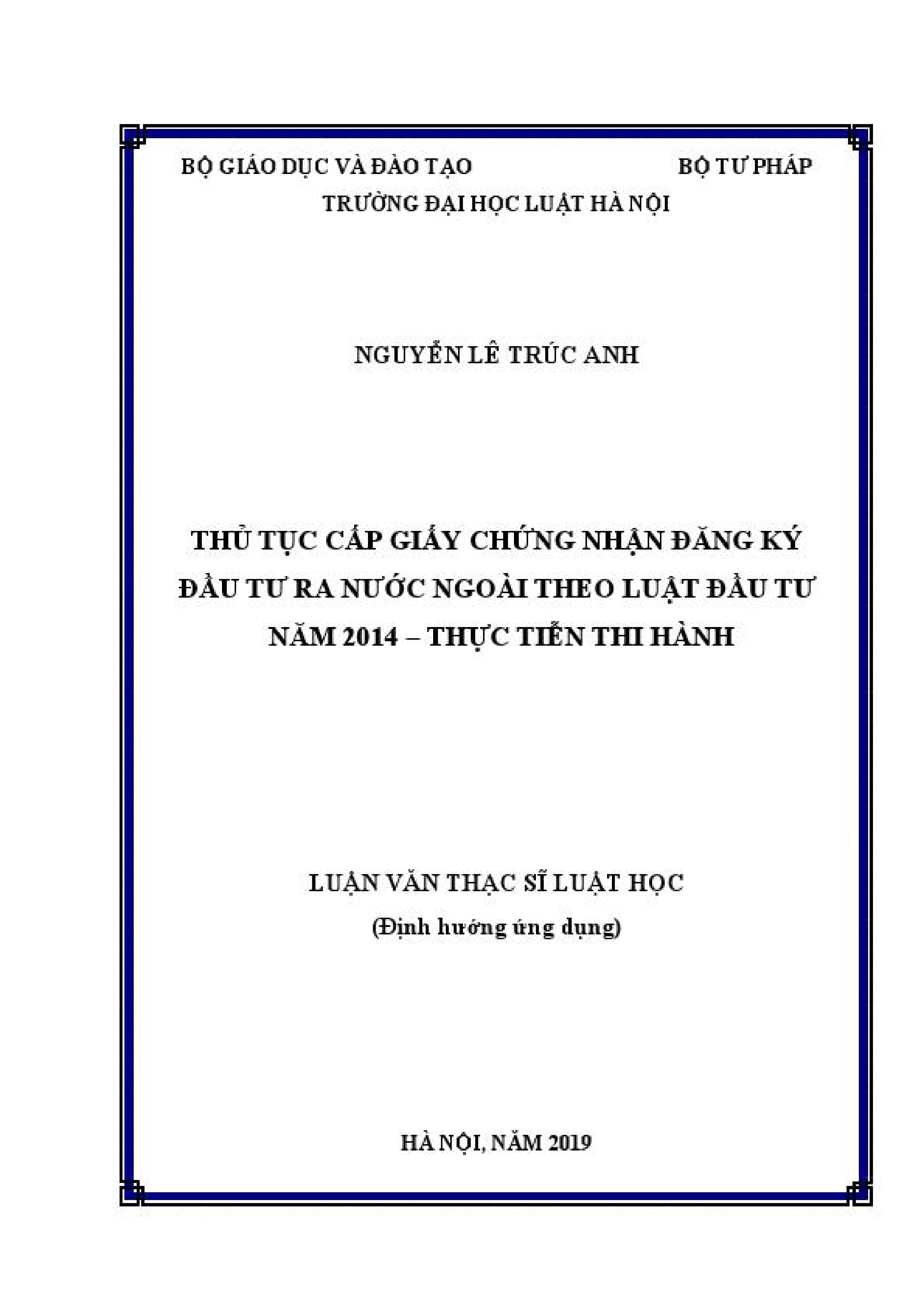 Thủ tục cấp giấy chứng nhận đăng ký đầu tư ra nước ngoài theo Luật Đầu tư năm 2014 - Thực tiễn thi hành