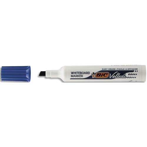 BIC Marqueur effaçable à sec pour tableaux blancs pointe biseau encre cétone bleue VELLEDA 1791