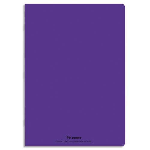 CONQUERANTC Cahier piqûre 24x32cm 96 pages 90g séyès grands carreaux. Couverture polypropylène violet