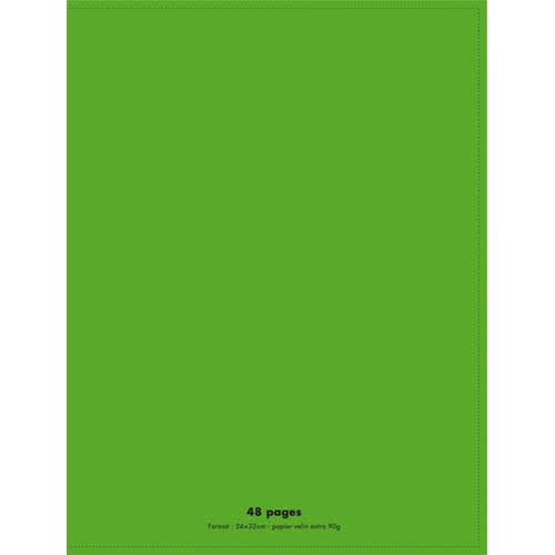CONQUERANTC Cahier piqûre 24x32cm 48 pages 90g séyès grands carreaux. Couverture polypropylène vert