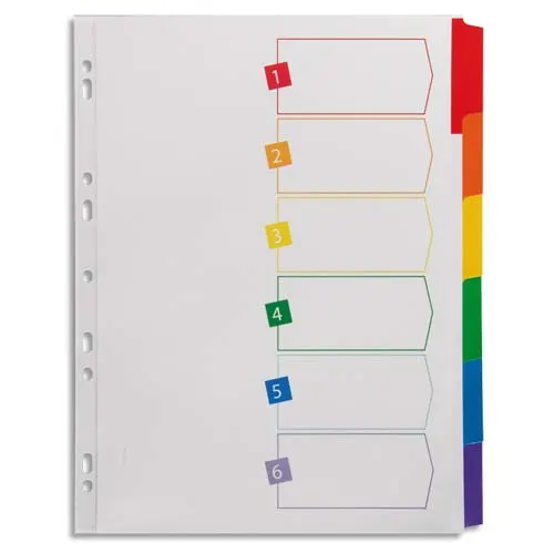 AVERY verdelers met 6 toetsen. In wit karton, gekleurde gelamineerde tabbladen. Maximaal formaat. productfoto image1 L