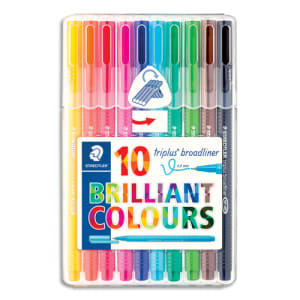 STAEDTLER Schildersezeldoos met 10 verschillende BROADLINER pennen met medium zachte punt 0,8 mm productfoto