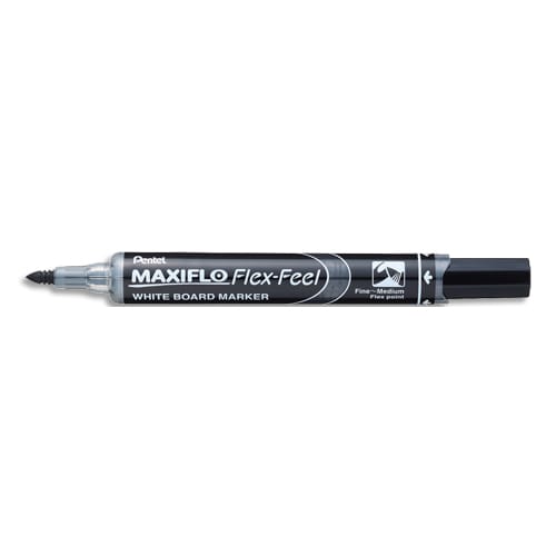 PENTEL Marqueur tableaux blanc effaçable à sec MAXIFLO Flex-Feel Pointe ogive moyenne. Noir