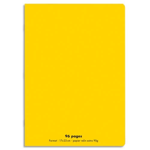 CONQUERANTC Cahier piqûre 17x22cm 96 pages 90g séyès grands carreaux. Couverture polypropylène jaune