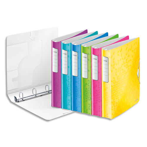LEITZ Classeur 4 anneaux Ø30 WOW SoftClick en polypropylène. Dos 50mm, coloris assortis.