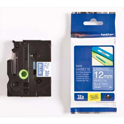 BROTHER Ruban pour PTOUCH laminé 12mmx8m blanc/bleu TZE535 photo du produit image1 L