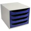 Grijze archiefmodule en 4 blauwe laden - B28.4 x H23.4 x D34,8 cm productfoto image1 S