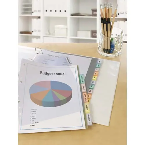 AVERY Jeu d’intercalaires 8 positions A4 en polypropylène 18/100ème avec onglets personnalisables photo du produit image1 L