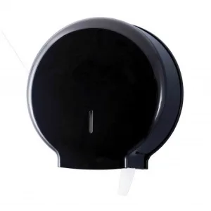 Zwarte toiletpapier dispenser productfoto