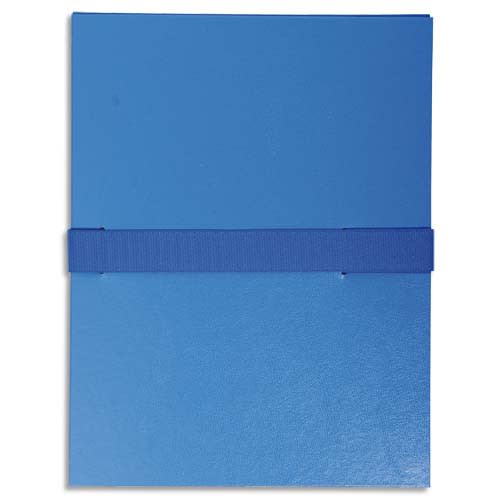 EXACOMPTA Chemise extensible en balacron. Rabat en pied, fermeture par sangle velcro. Coloris Bleu