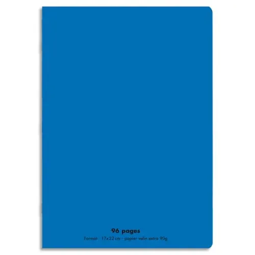 CONQUERANTC Cahier piqûre 17x22cm 96 pages 90g séyès grands carreaux. Couverture polypropylène bleu photo du produit image1 L