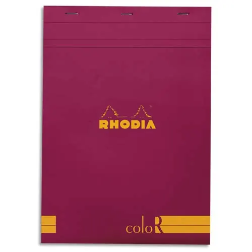 RHODIA Bloc coloR agrafé en-tête 21x29,7 (n°18) 140 pages lignées. Couverture rembordée framboise photo du produit image1 L