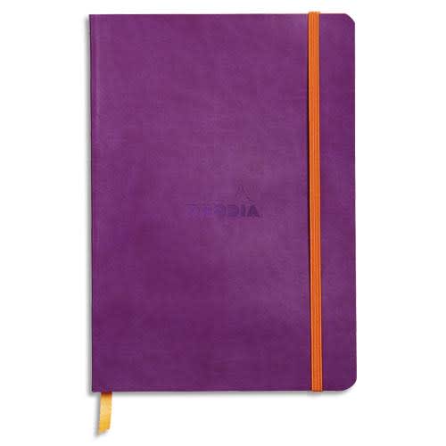 RHODIA Carnet Rhodiarama 14,8x21 160 pages lignées. Couverture simili-cuir gris violet