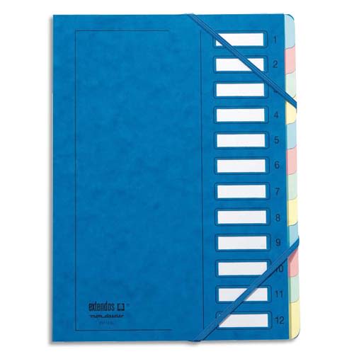 EMEY Trieur EMEY JUNIOR en carte avec système clip, 12 compartiments. Coloris bleu.