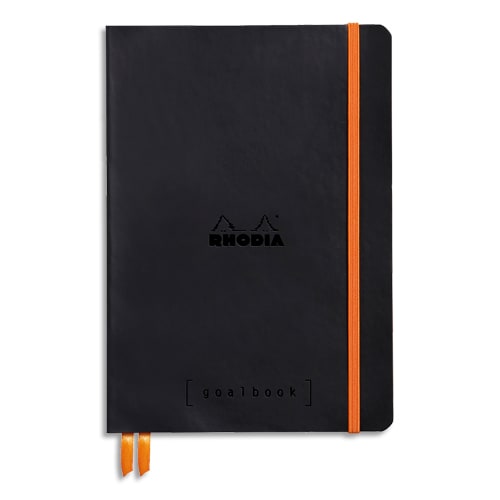 RHODIA Carnet Rhodiarama souple 14,8x21cm 240 pages points Dot / élastique . Couverture simili-cuir noir
