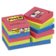 POST-IT Set van 12 Super Sticky Notepads 47,6x47,6mm Bora Bora Collection (papaver/neongroen/saffier) productfoto image1 S