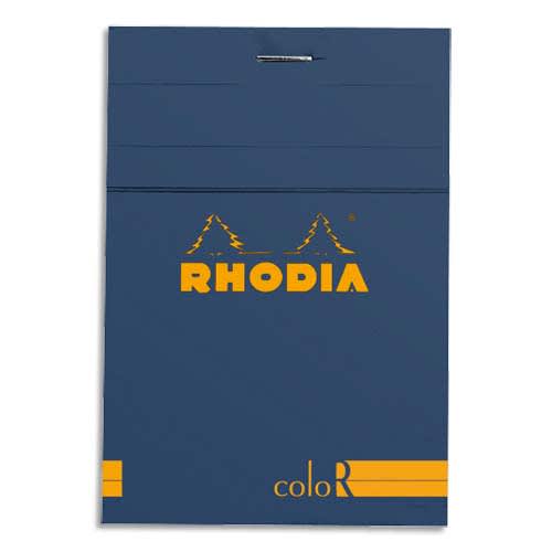 RHODIA Bloc coloR agrafé en-tête 8,5x12 (n°12) 140 pages lignées. Couverture rembordée saphir