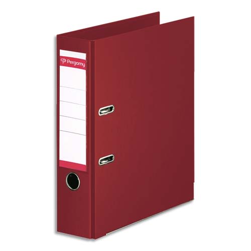 PERGAMY Classeur à levier en polypropylène intérieur/extérieur. Dos 8cm. Format A4. Coloris bordeaux
