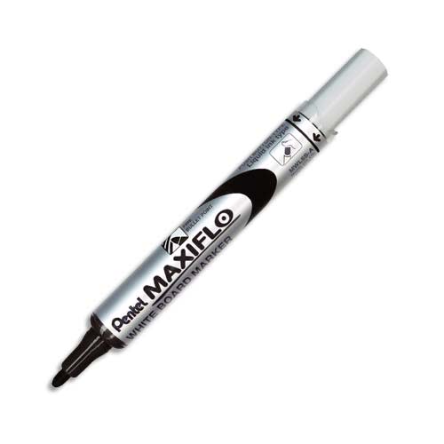 PENTEL Marqueur effaçable sec tableaux blanc pointe ogive moyenne encre liquide base alcool noire MAXIFLO