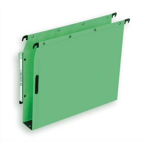 OBLIQUE AZ Boîte de 25 dossiers suspendus ARMOIRE en kraft 240g. Fond 30, bouton-pression. Vert