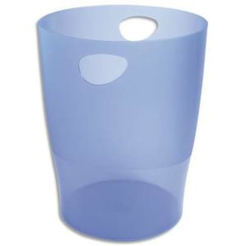 Corbeille à papier 15 L bleu translucide - Diamètre 26 cm, hauteur 33,5 cm