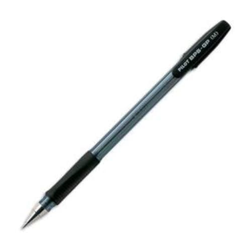 Stylo à bille pointe moyenne encre noire corps transparent avec grip antidérapant